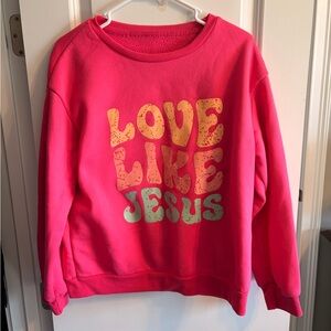 SHEIN Bright Pink Fleece Sweatshirt